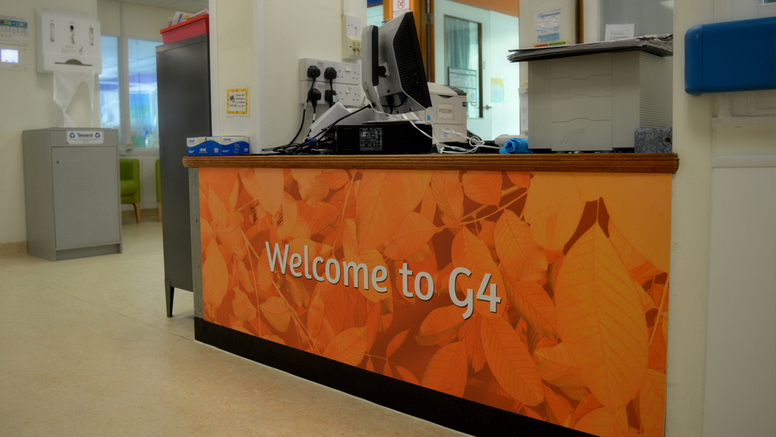 Reception desk graphic vinyls